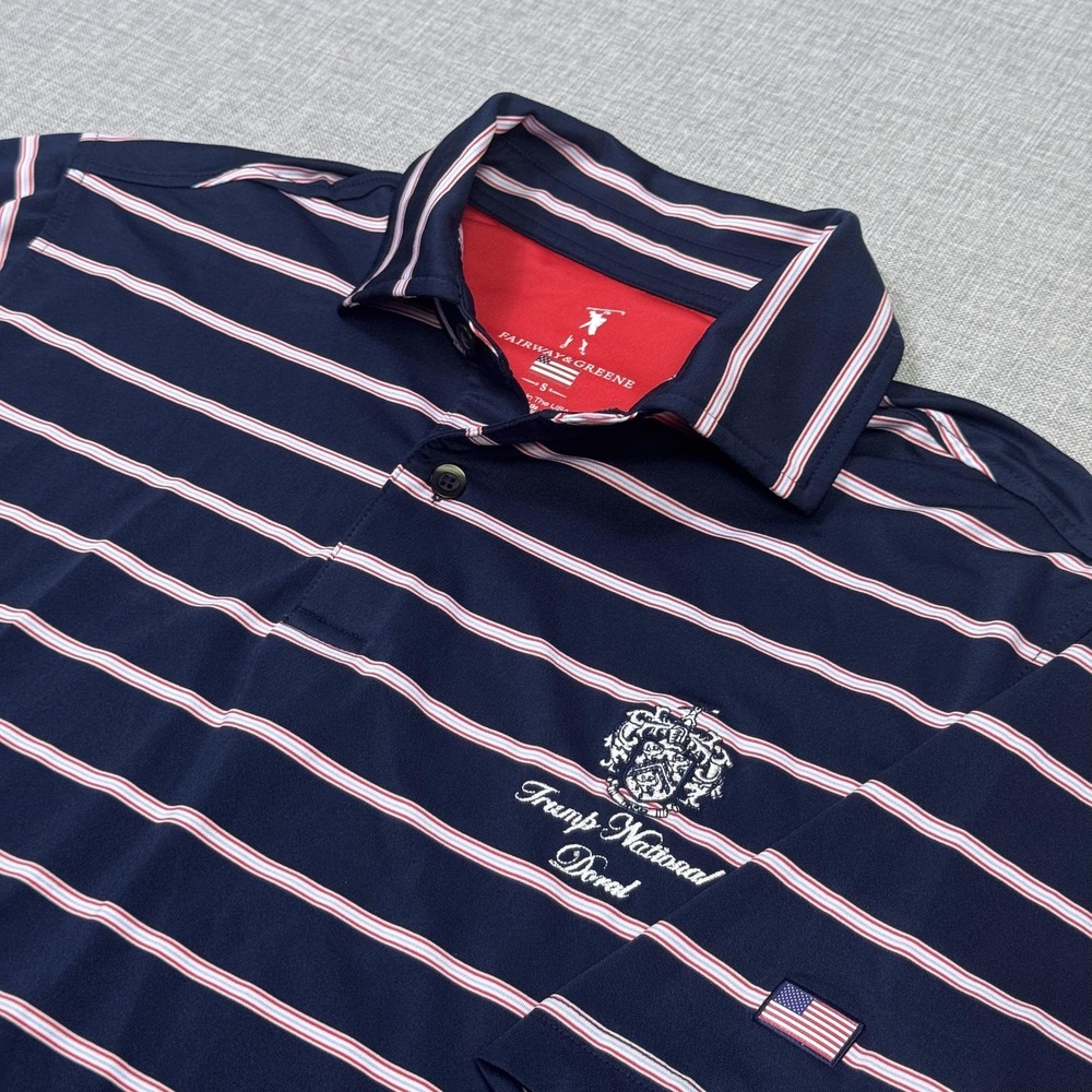 Fairway & Greene Trump National Doral Golf Polo Shirt Mens Small Blue Striped